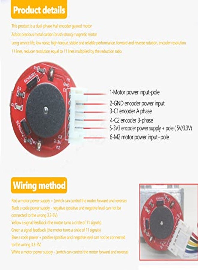 Walfront DC 12V High Torque Turbine Gear Motor with Encoder Strong Self Locking 40RPM - Image 3
